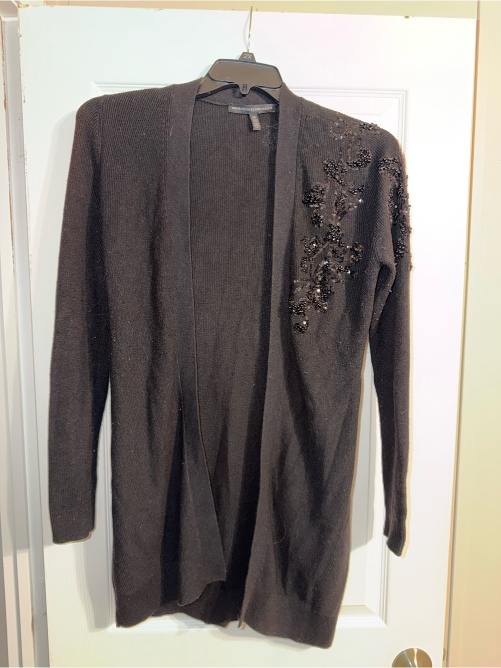 White House Black Market Beaded Cardigan Sweater XS Black